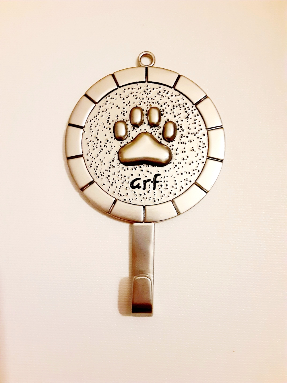 Arf Paw Print Metal Wall Hook - Silver Leash Holder